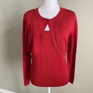 Talbots Red S Tank Top with Cardigan